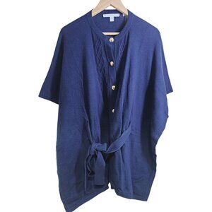 Draper James Sweater Poncho‎ Blue Button Front Women's Size OS Blue